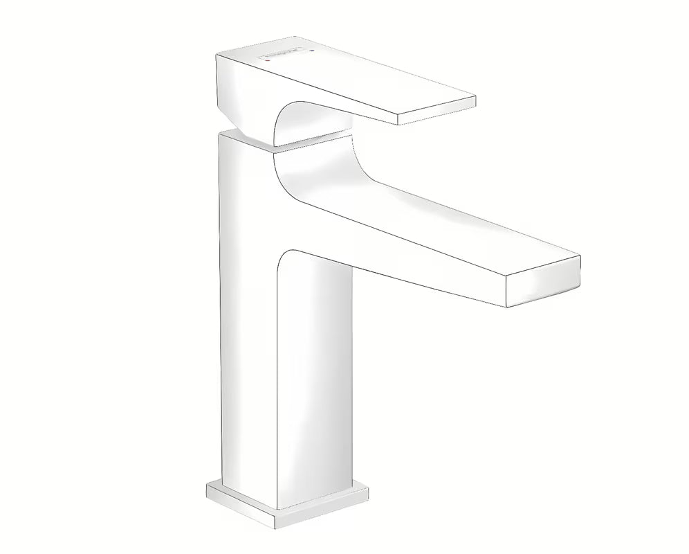Hansgrohe Metropol jednouchwytowa bateria umywalkowa w matowej bieli z korkiem push-open