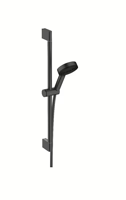 Hansgrohe Pulsify Select zestaw prysznicowy w matowej czerni z słuchawką prysznicową i drążkiem prysznicowym