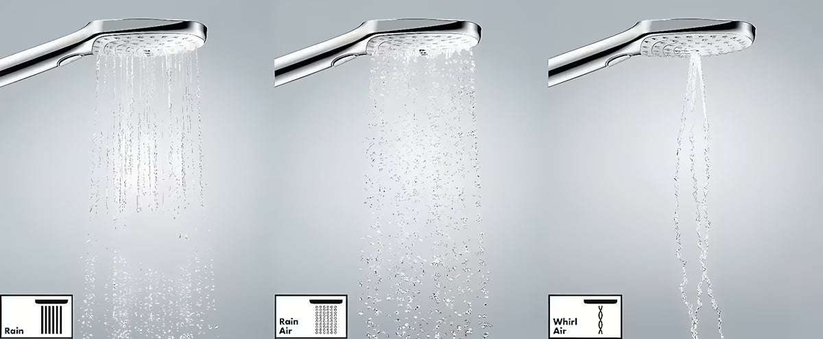 Chromowy wannowy zestaw prysznicowy Hansgrohe Raindance Select S ze słuchawką prysznicową 125 mm, uchwytem i wężem 1,60 m.