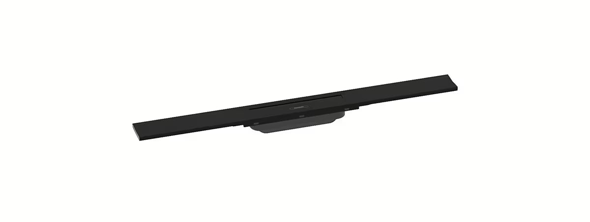 Odpływ liniowy hansgrohe raindrain Flex 70 cm w matowej czerni z designerską pokrywą.
