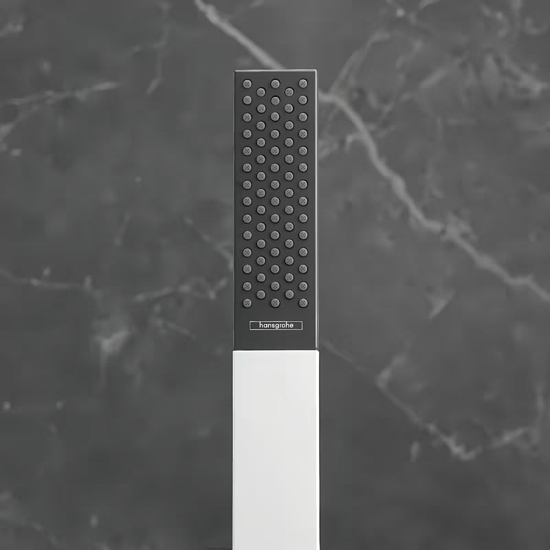 Słuchawka prysznicowa typu stick hansgrohe Rainfinity 100 1jet w chromie z antracytowym wykończeniem, ze strumieniem PowderRain.