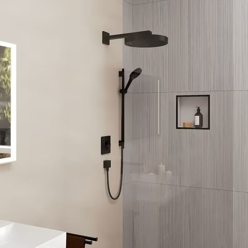 Hansgrohe Rainfinity zestaw prysznicowy w matowej czerni, z rączką prysznicową, drążkiem prysznicowym i wężem tekstylnym