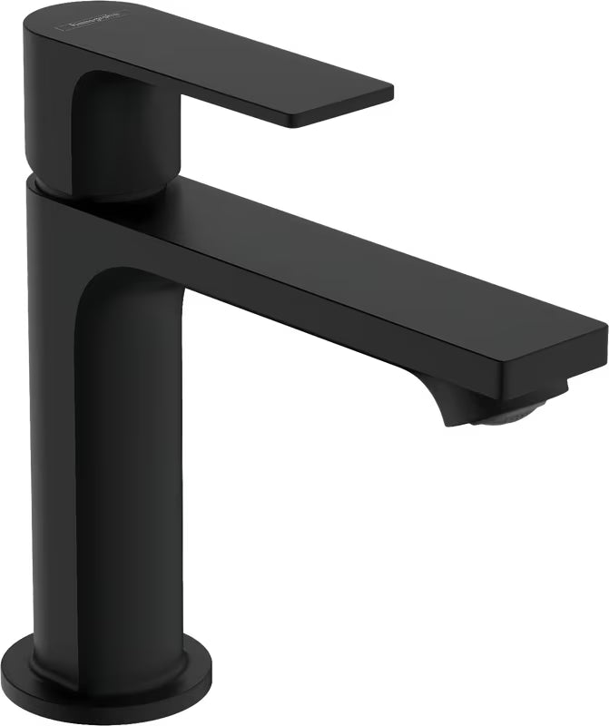 Hansgrohe Rebris E bateria umywalkowa jednouchwytowa w matowej czerni z odpływem z korkiem automatycznym