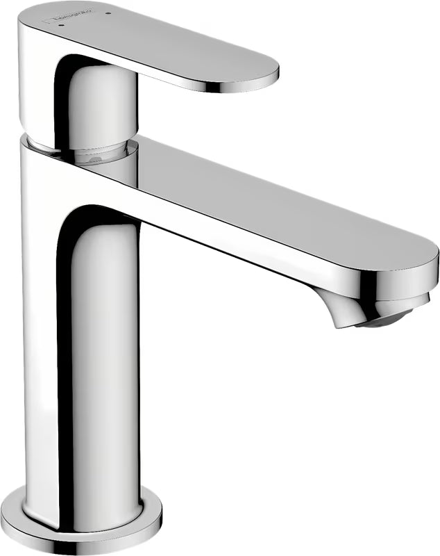 Chromowana bateria umywalkowa jednouchwytowa Hansgrohe Rebris S z odpływem z korkiem automatycznym
