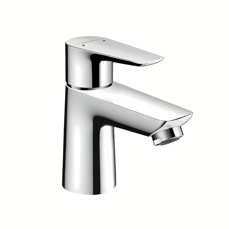 Chromowana jednouchwytowa bateria umywalkowa Hansgrohe Talis E 80 z odpływem i cięgłem