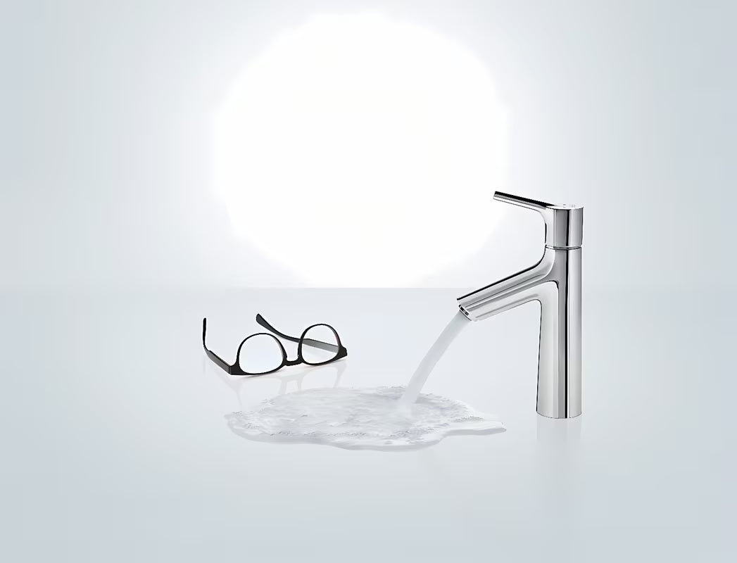 Chromowana jednouchwytowa stojąca bateria umywalkowa Hansgrohe Talis S bez odpływu