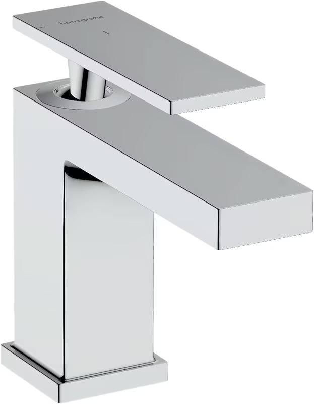 Chromowa jednouchwytowa bateria umywalkowa Hansgrohe Tecturis E z technologią CoolStart i szerokim strumieniem WaterfallStream.