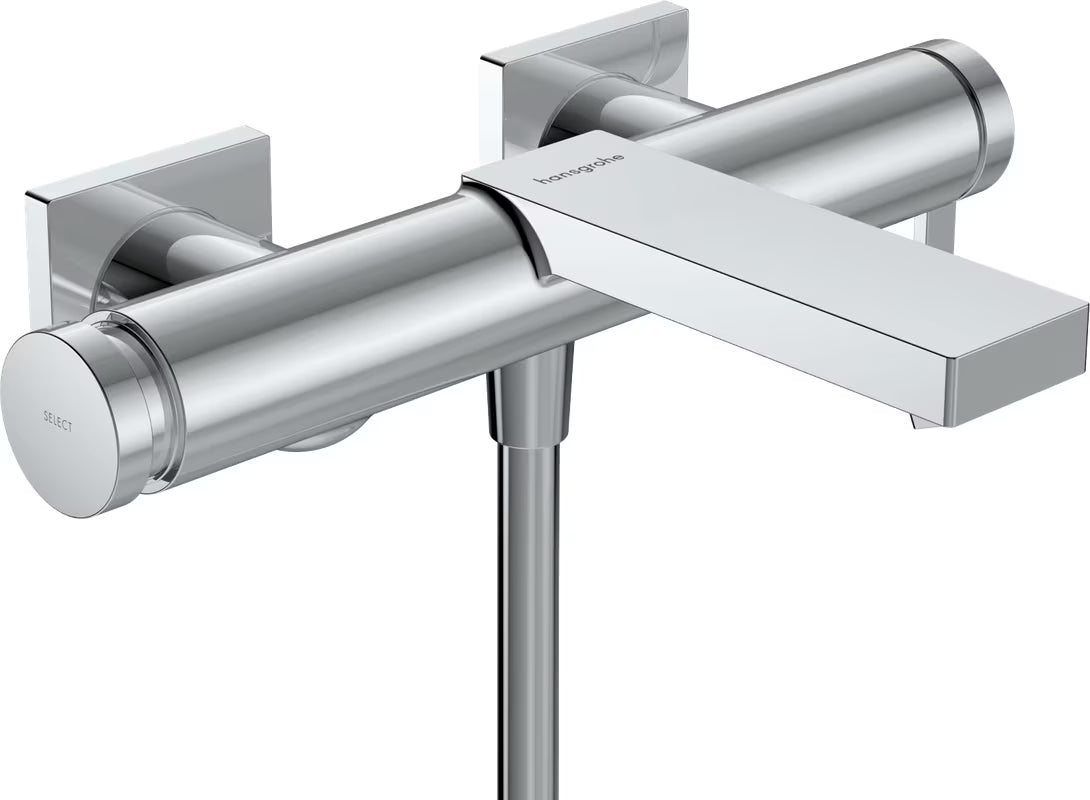 Ścienna jednouchwytowa bateria wannowa Hansgrohe Tecturis E w wykończeniu chrom z przyciskiem Select