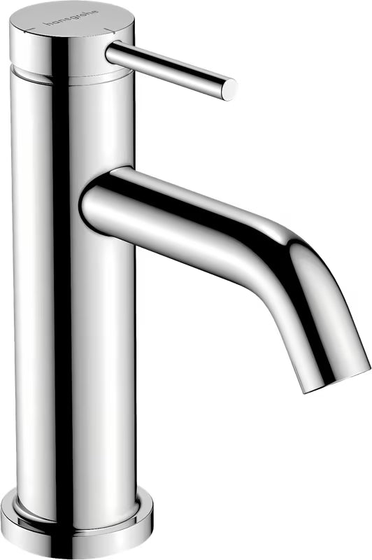 Chromowana jednouchwytowa bateria umywalkowa Hansgrohe Tecturis S z technologią CoolStart i kompletem odpływowym z cięgnem.