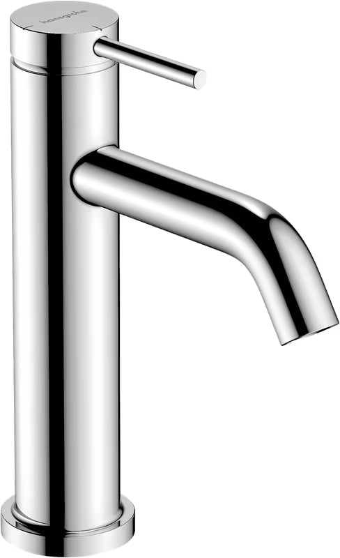 Chromowana jednouchwytowa bateria umywalkowa Hansgrohe Tecturis S 110 CoolStart z odpływem i cięgłem