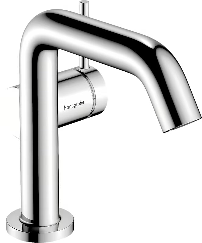 Chromowana bateria umywalkowa Hansgrohe Tecturis S 110 Fine CoolStart z boczną dźwignią i korkiem Push open