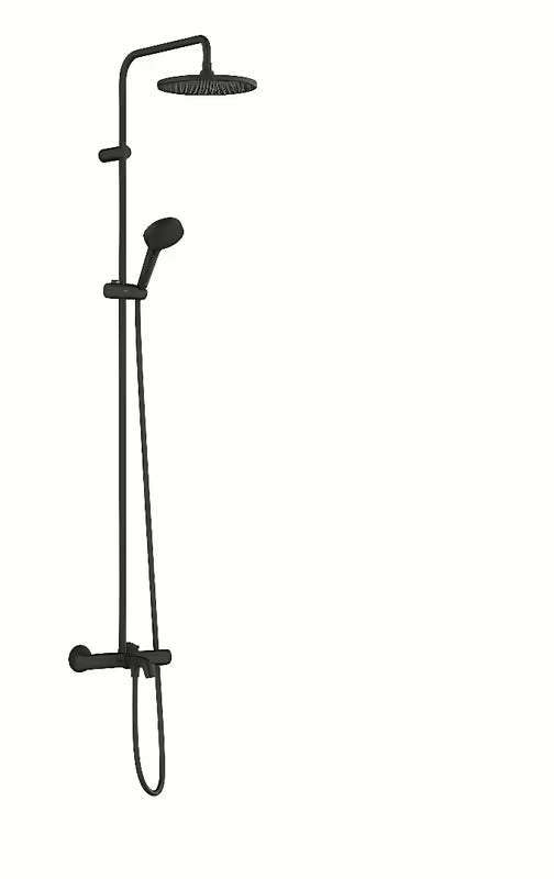Hansgrohe Vernis Blend system prysznicowy z termostatem wannowym w matowej czerni z deszczownicą 240 mm