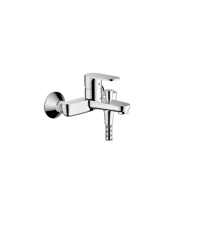 Ścienna jednouchwytowa bateria wannowa Hansgrohe Vernis Blend w wykończeniu chrom pro do wanny i rączki prysznicowej.