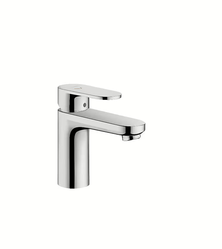 Chromowana jednouchwytowa bateria umywalkowa hansgrohe Vernis Blend 100 z CoolStart i korkiem cięgnowym