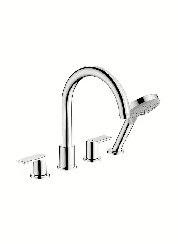 Hansgrohe Vernis Shape bateria z kurkami bateria wannowa na brzeg wanny w chromie z główką prysznicową
