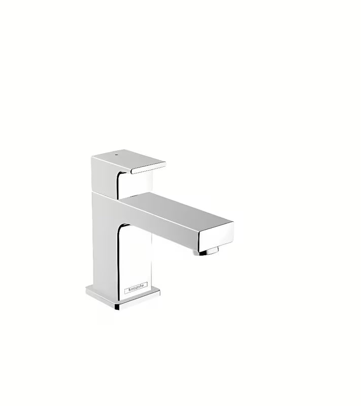 Chromowany zawór umywalkowy hansgrohe Vernis Shape pro do zimnej wody z EcoSmart i AirPower