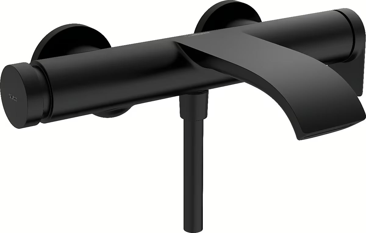 Ścienna jednouchwytowa bateria wannowa hansgrohe Vivenis w matowej czerni z przyciskiem Select