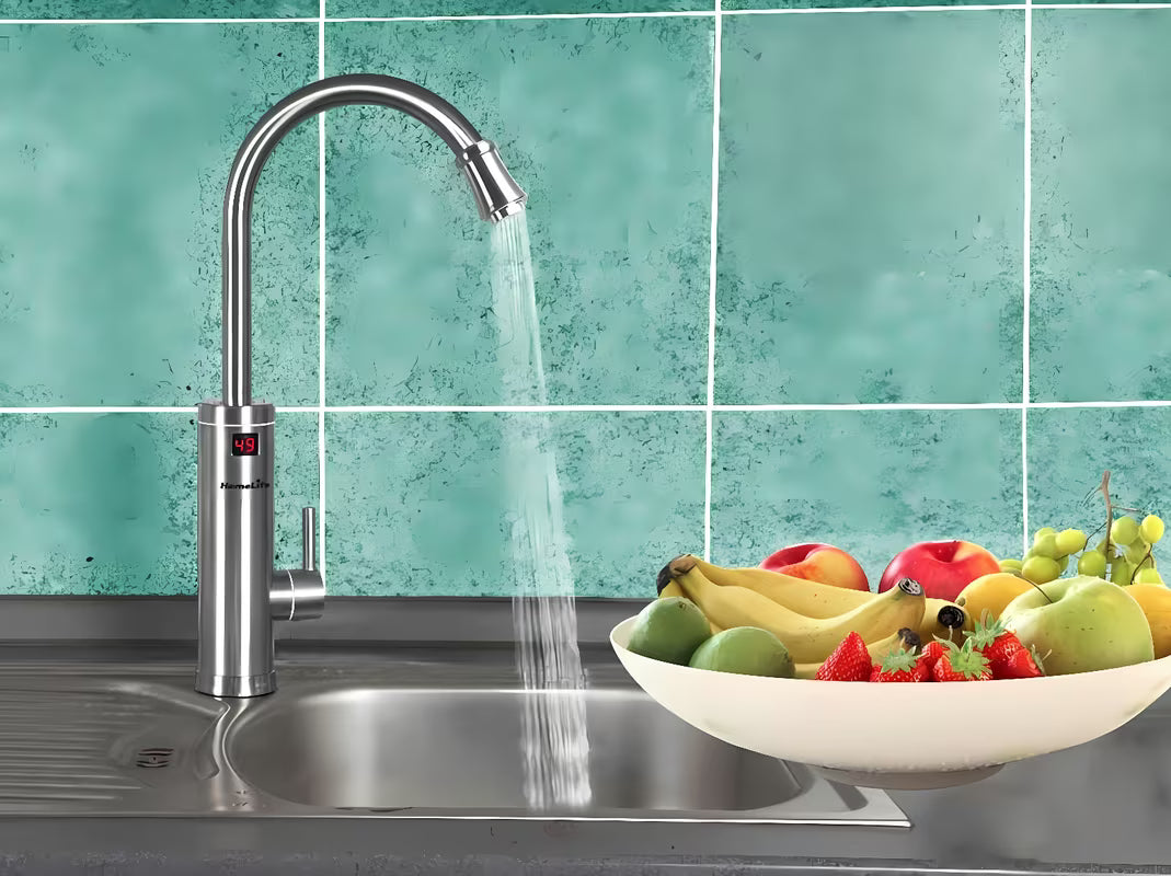 Nierdzewna bateria zlewozmywakowa Homelife Inox Digital z elektrycznym podgrzewaniem wody z wyświetlaczem temperatury