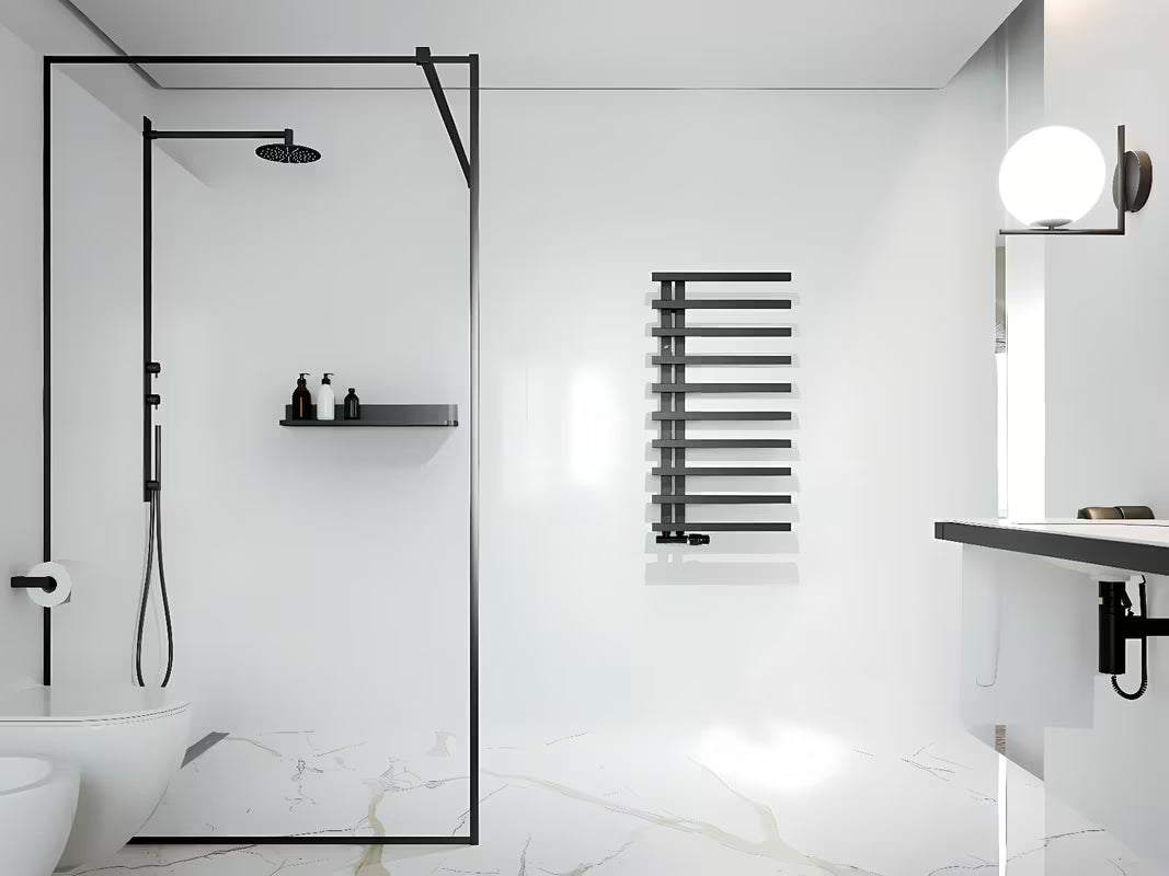 Biały połysk kombinowany łazienkowy grzejnik łazienkowy Hopa Darvel 173x60 cm z ryflowanym frontem