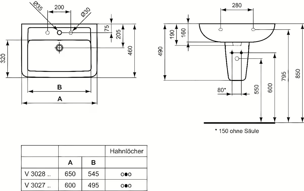 Biała wiszące ceramiczna umywalka Ideal Standard Eurovit 60x46 cm z otworem pro baterię pośrodku.