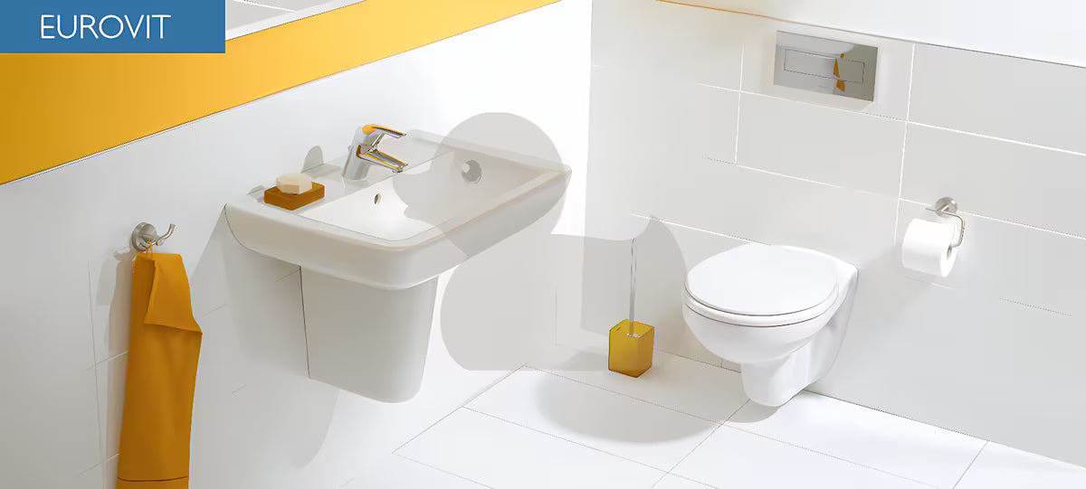 Białe miska WC wisząca Ideal Standard Eurovit z głębokim spłukiwaniem i technologią BoxRim