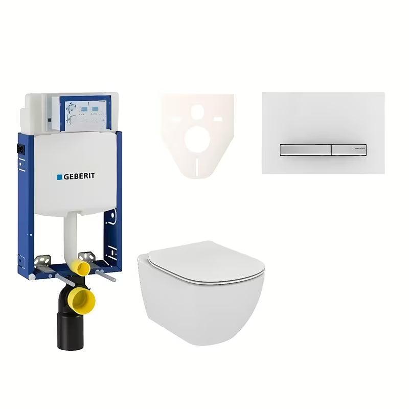 Zestaw WC podtynkowy Ideal Standard Tesi z modułem Geberit Kombifix i przyciskiem Sigma 50 w kolorze alpejska biel