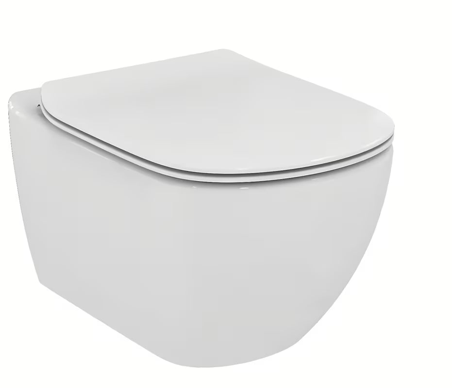 Białe miska WC wisząca Ideal Standard Tesi z technologią AquaBlade i deską soft Close