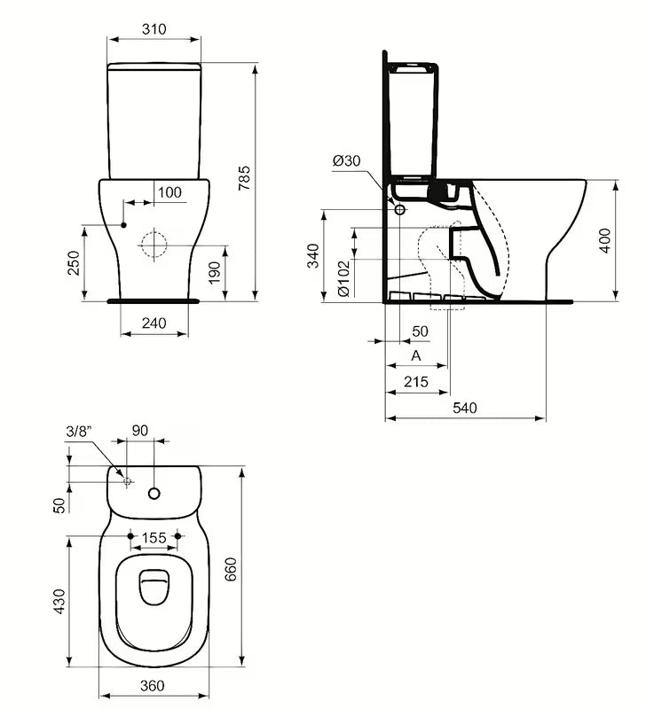 KOMPAKT wc Ideal Standard Tesi w kolorze białym z technologią AquaBlade i deską soft Close.