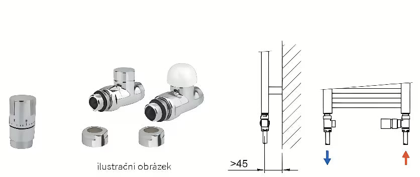 Isan Termsada110 zestaw termostatyczny prosty z podłączeniem do podłogi w wykończeniu chrom