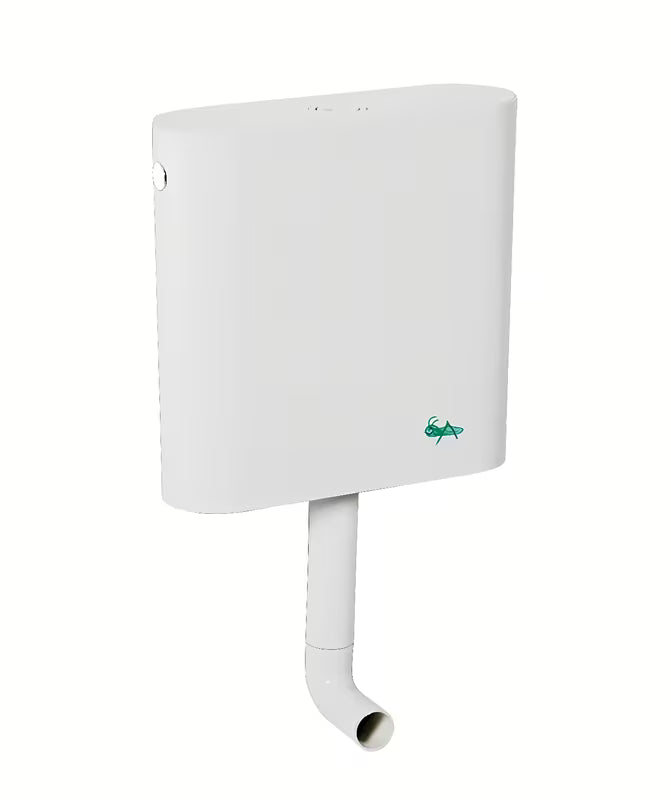 Biały zbiornik do WC Jika z grubościennego tworzywa sztucznego z motywem konika polnego