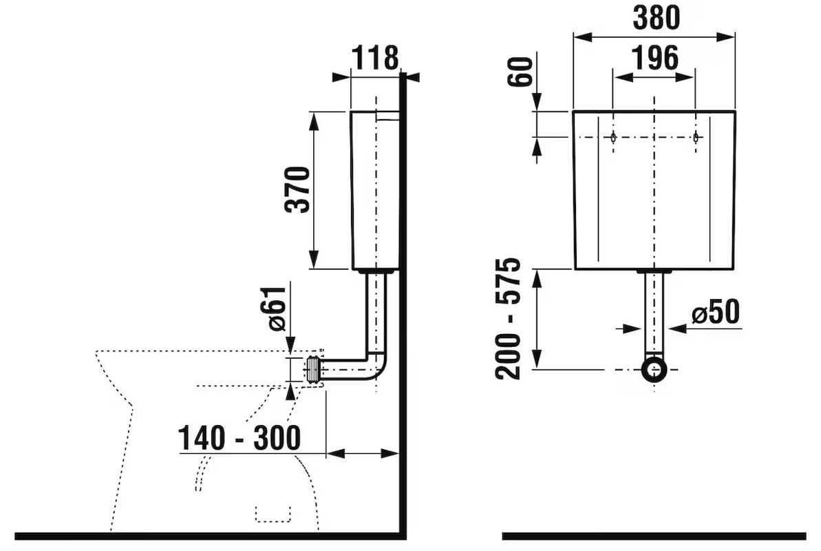 Biały zbiornik do WC Jika z grubościennego tworzywa sztucznego z motywem konika polnego
