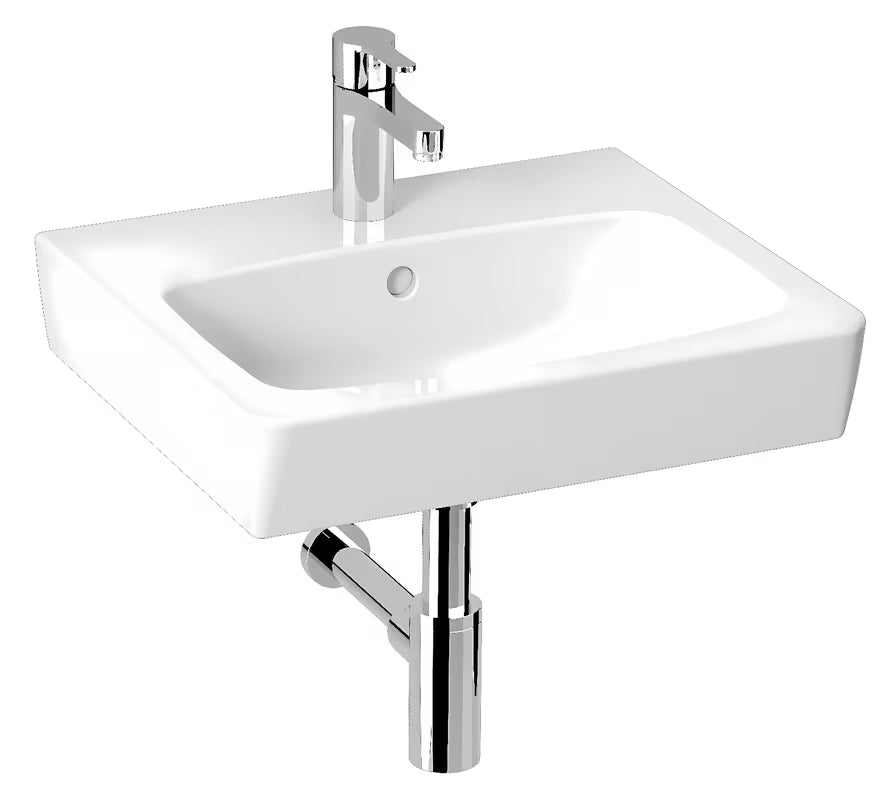 Biała ceramiczna umywalka meblowa Jika Lyra Plus Viva z otworem pro na baterię pośrodku