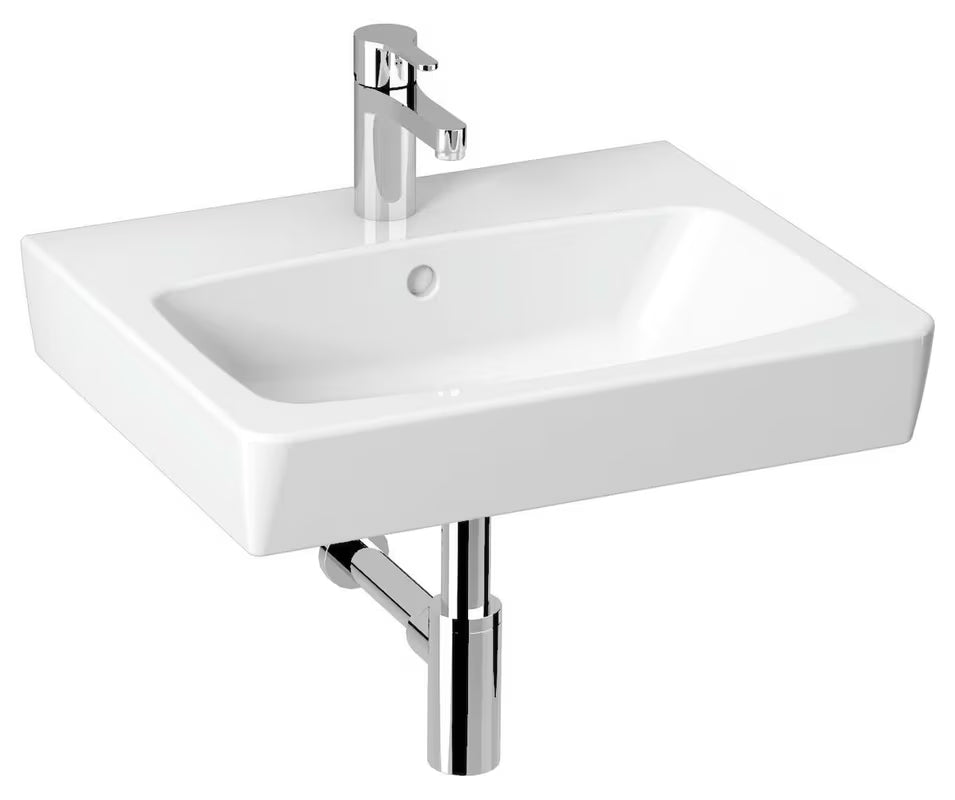 Biała ceramiczna umywalka meblowa Jika Lyra Plus Viva z otworem pro na baterię pośrodku