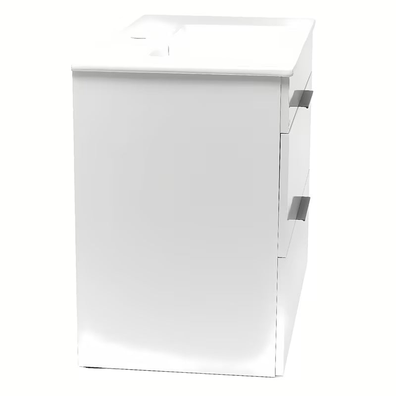 Wisząca biała szafka z umywalką ceramiczną Jika Plan z szufladami z pełnym wysuwem