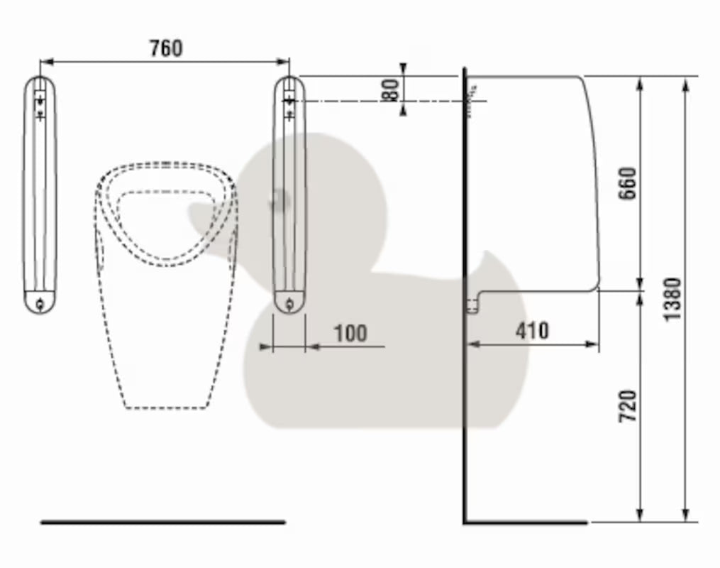 Biała przegroda pisuarowa Jika Split pro do oddzielenia stanowisk pisuarowych