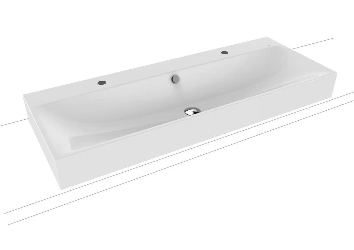 Umywalka nablatowa Kaldewei Silenio 120x46 cm w kolorze alpejskiej bieli
