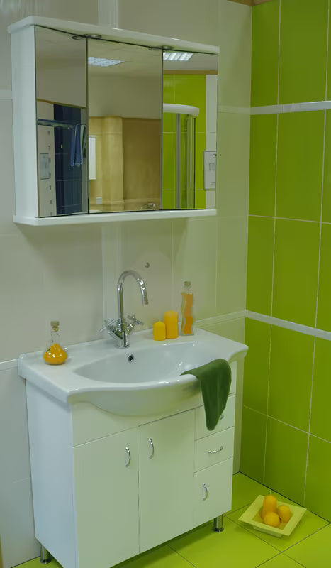 Biała szafka łazienkowa Keramia Pro s z ceramiczną umywalką