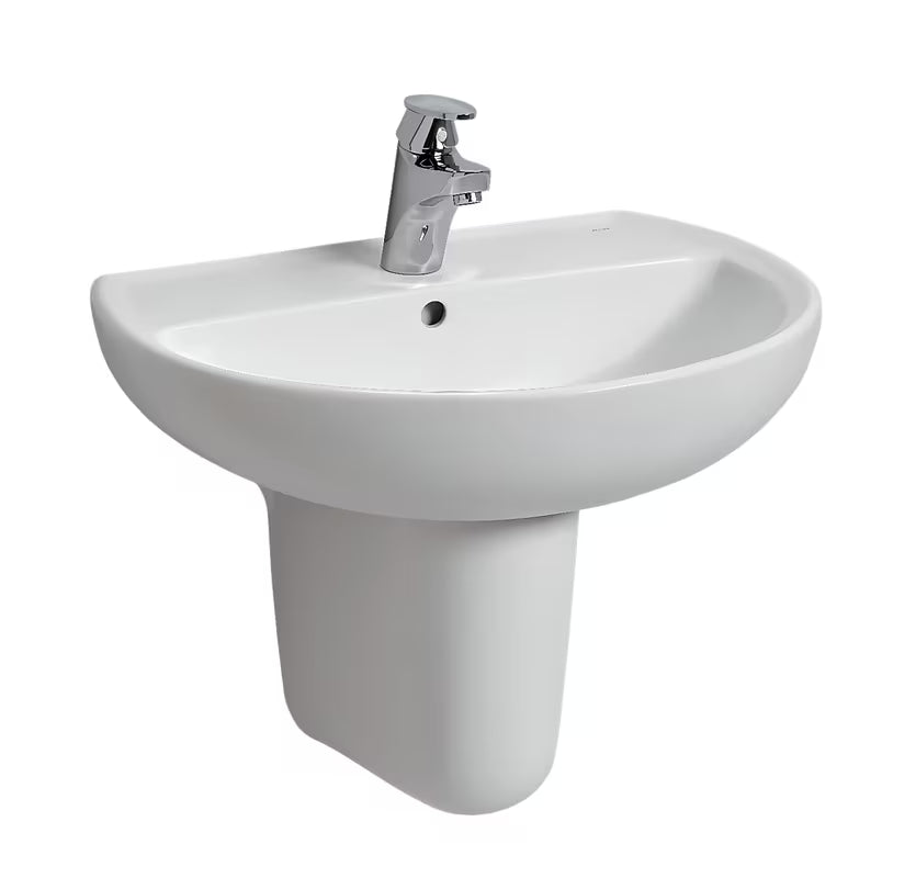 Biała wiszące owalna umywalka Kolo Rekord 50 x 41 cm z otworem pro na baterię pośrodku