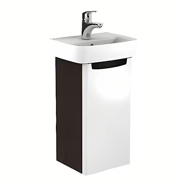Biała ceramiczna umywalka meblowe Kolo Rekord 40 x 31 cm z otworem na baterię pośrodku.
