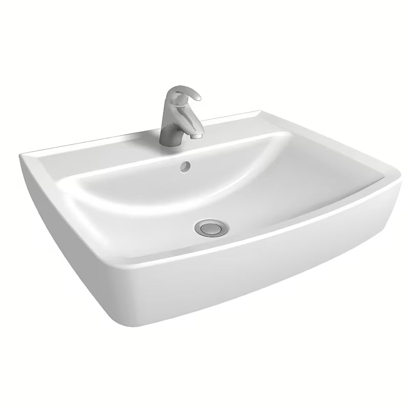 Ceramiczna umywalka meblowa Kolo Rekord 50 x 38 cm w kolorze białym z otworem na baterię pośrodku.