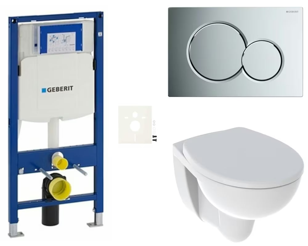 Zestaw WC podtynkowy Kolo Rekord z miską bezkołnierzową Rimless, deską z soft Close i modułem Geberit Duofix.