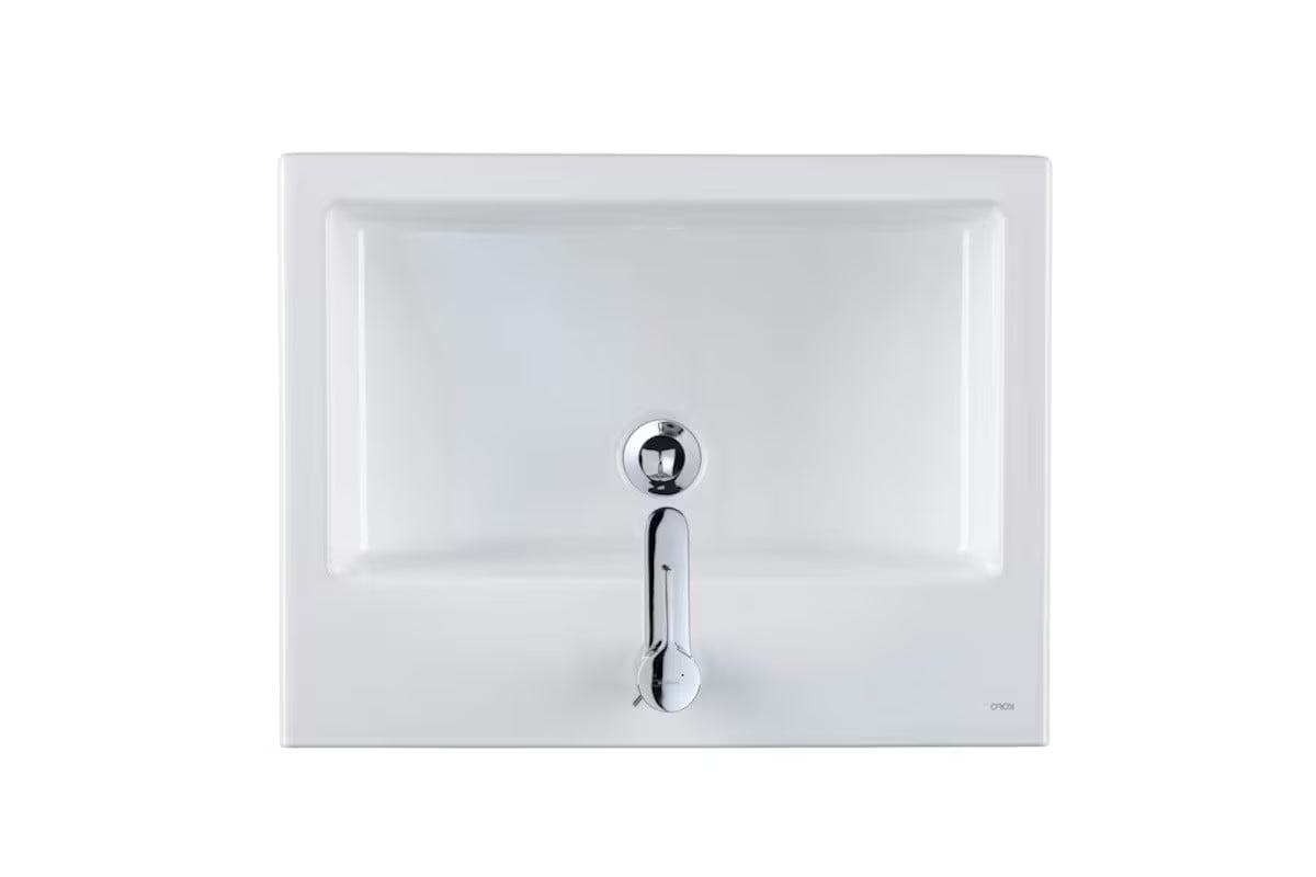 Kolo Twins wiszące ceramiczna umywalka biała 50x46 cm z półką i otworem na baterię pośrodku