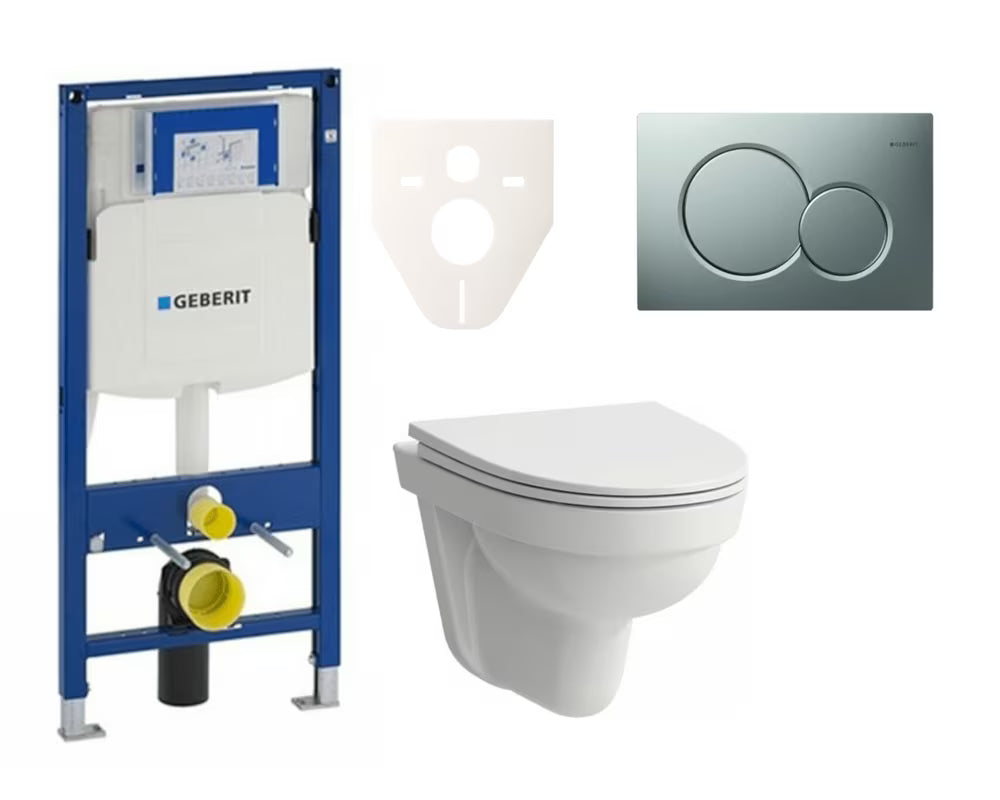 Zestaw WC podtynkowy Laufen Pro Nordic z modułem Geberit Duofix i przyciskiem spłukującym w wykończeniu chrom mat.