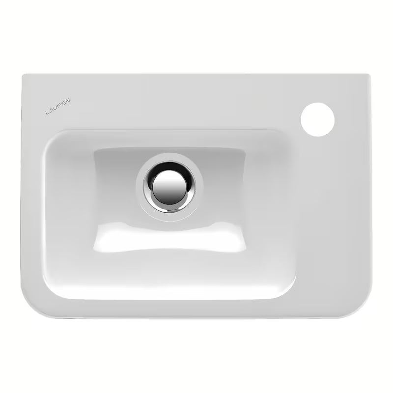 Biała ceramiczna mała umywalka Laufen Pro S 45 x 34 cm z otworem pro na baterię pośrodku
