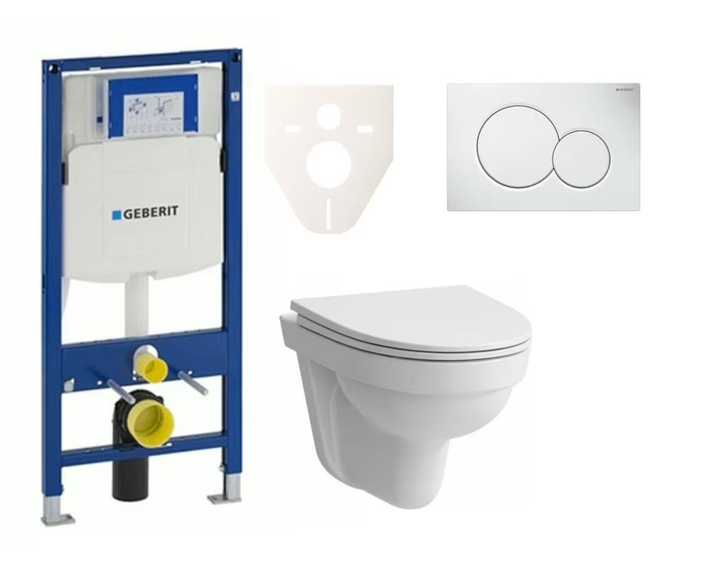 Zestaw WC podtynkowy Laufen Pro Nordic z modułem Geberit Duofix i białym przyciskiem spłukującym