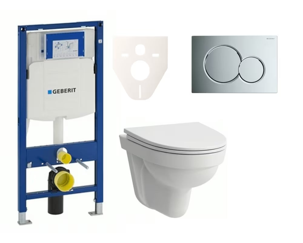 Zestaw WC podtynkowy Laufen Pro Nordic z modułem Geberit Duofix, deską sedesową soft Close i chromowanym przyciskiem