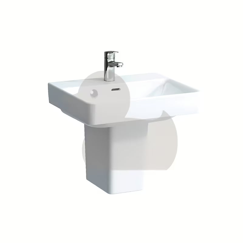 Biała umywalka wisząca Laufen Pro S z otworem pro na baterię pośrodku, 55x46,5 cm.