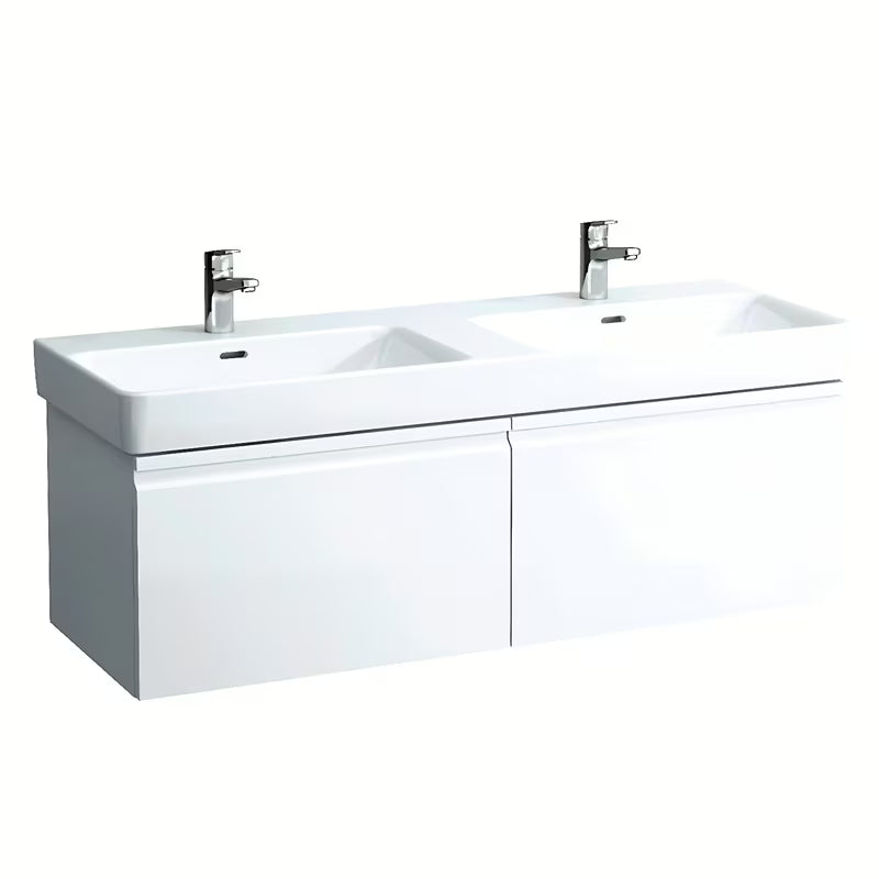 Biała ceramiczna umywalka podwójna Laufen Pro S 130x46 cm pro do zabudowy w meblu łazienkowym