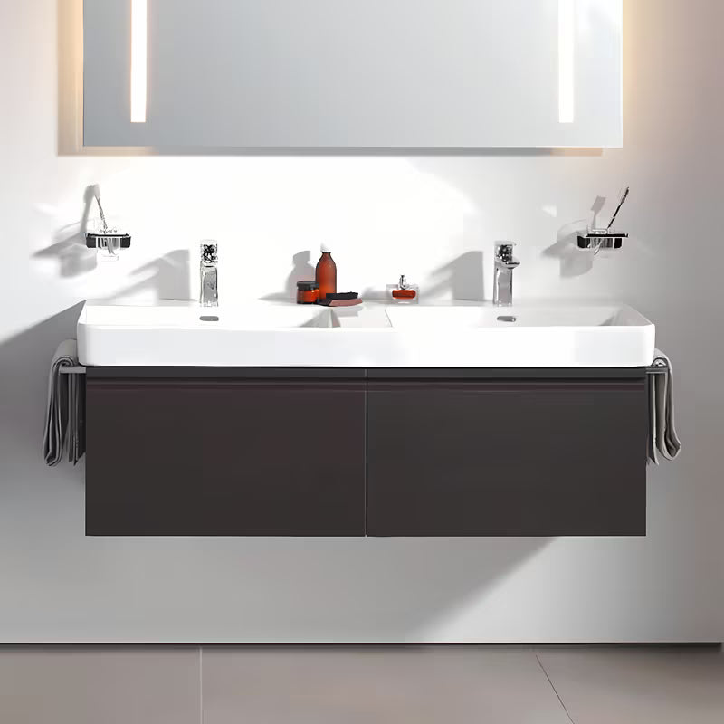 Biała ceramiczna umywalka podwójna Laufen Pro S 130x46 cm pro do zabudowy w meblu łazienkowym