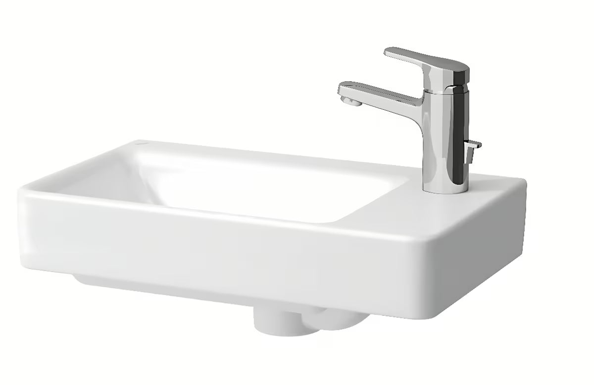 Biała ceramiczna mała umywalka Laufen Pro S 48x28 cm z otworem pro baterię po prawej stronie